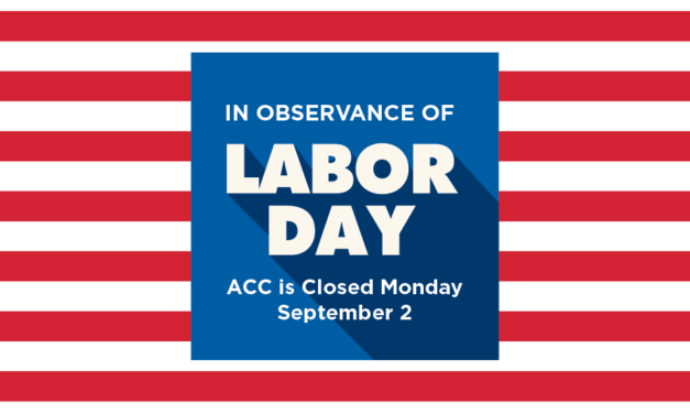 ACC Closed Monday, September 2, in Observance of Labor Day; Registration Remains Open