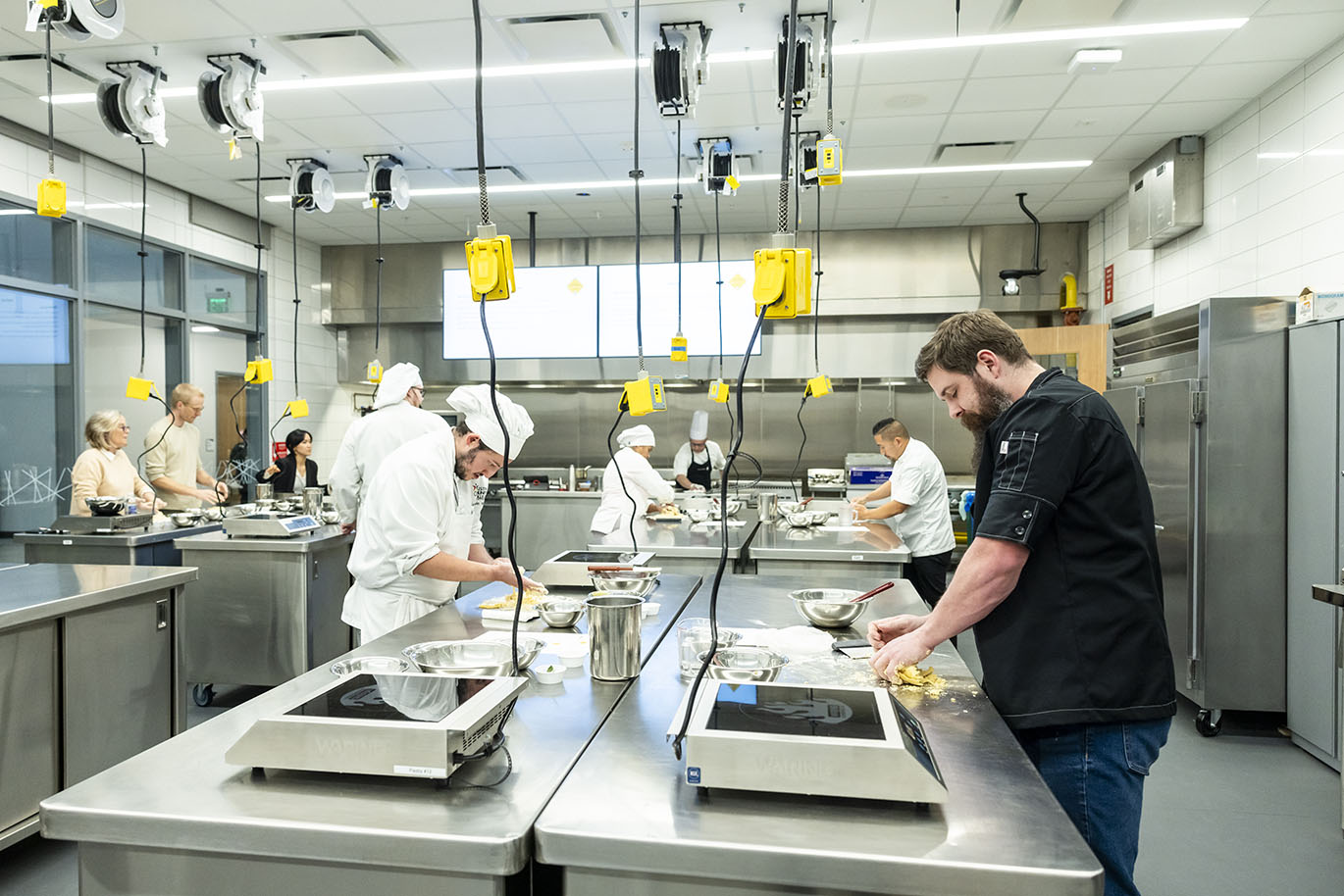 Culinary Arts - Chef Taricco Demo Italian Chef Paolo Taricco leads a hands-on pasta-making demonstration for Austin Community College Culinary Arts students, alumni, and industry partners on Wednesday, Jan. 28, 2025, in the Demonstration Kitchen at Highland Campus. Taricco, an instructor at Alba Accademia Alberghiera in Italy, is visiting as part of a partnership between the two programs, which includes a study abroad opportunity for ACC students in Italy.
