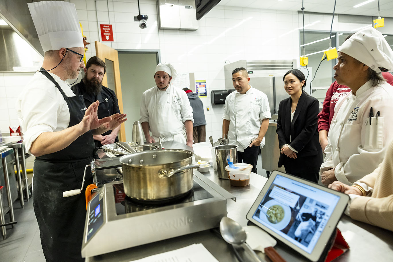 Culinary Arts - Chef Taricco Demo Italian Chef Paolo Taricco leads a hands-on pasta-making demonstration for Austin Community College Culinary Arts students, alumni, and industry partners on Wednesday, Jan. 28, 2025, in the Demonstration Kitchen at Highland Campus. Taricco, an instructor at Alba Accademia Alberghiera in Italy, is visiting as part of a partnership between the two programs, which includes a study abroad opportunity for ACC students in Italy.
