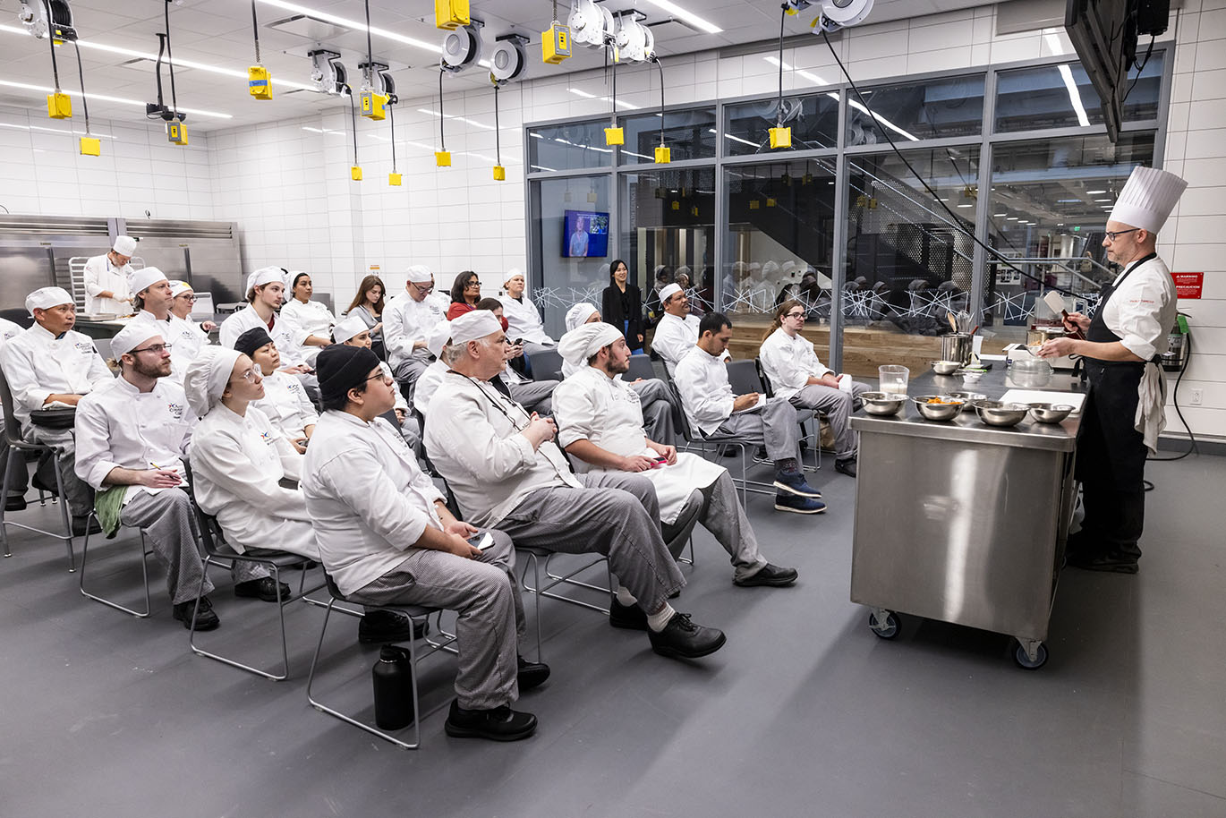 Culinary Arts - Chef Taricco Demo Italian Chef Paolo Taricco leads a cooking demonstration for Austin Community College Culinary Arts students on Thursday, Jan. 29, 2025, in the Demonstration Kitchen at Highland Campus. Taricco, an instructor at Alba Accademia Alberghiera in Italy, is visiting as part of a partnership between the two programs, which includes a study abroad opportunity for ACC students in Italy.