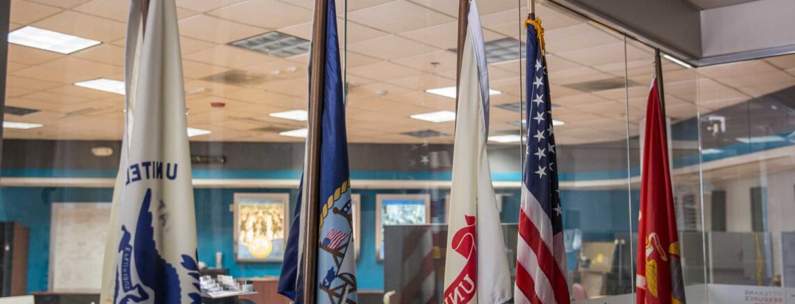 Military service flags ACC Veterans Resource Center