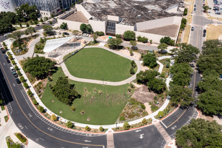 newest green space at ACC Highland, the St. John Encampment Commons and UFCU Pavillion. 